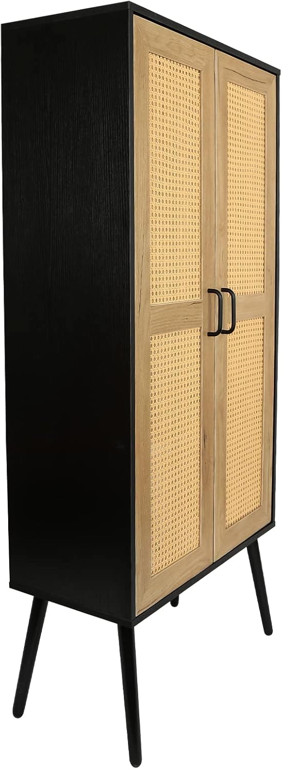 Tall cabinet Rattan Boho style