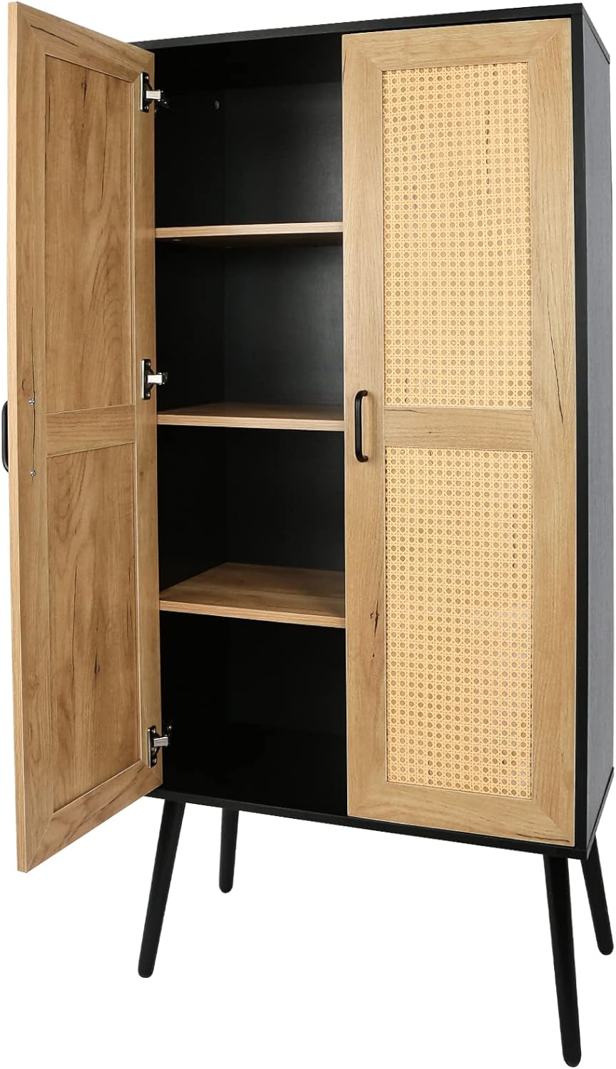 Tall cabinet Rattan Boho style
